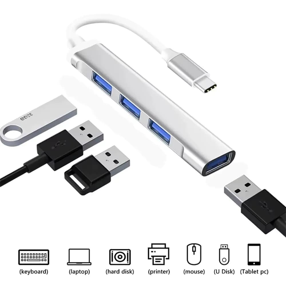 محوّل USB-C 4 في 1 — أربعة منافذ USB-A
