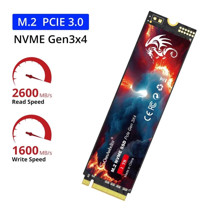 SSD SOMNAMBULIST 128 Go NVMe Gen3 PCIe x4 – Lecture 2,6 Go/s, Écriture 1,6 Go/s, compatible PC & Laptop